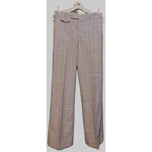 Vintage Plaid Slacks Trousers 70s Retro Black Red Blue 30x32 Flare Leg
